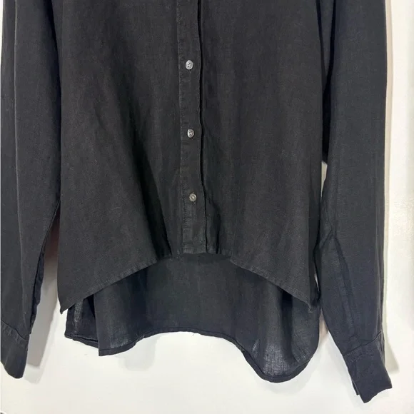James Perse Linen Oversized Capsule Wardrobe Lightweight Shirt In Black Size 1/S - Picture 4 of 13